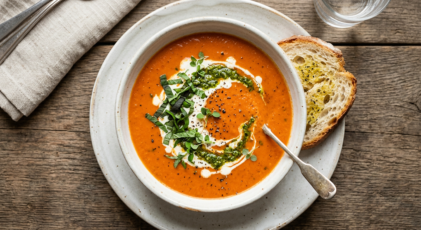 Creamy Tomato Basil Bisque Recipe | Cooking with Robots