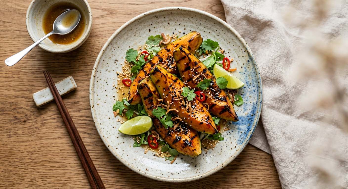 Miso-Marinated Grilled Green Papaya