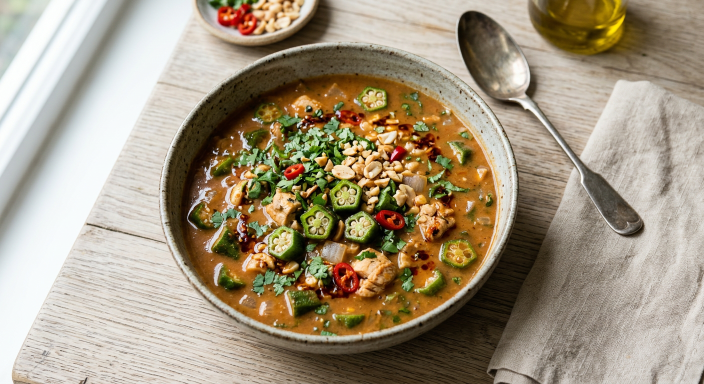 Quick Peanut &amp; Okra Soup Recipe | Cooking with Robots