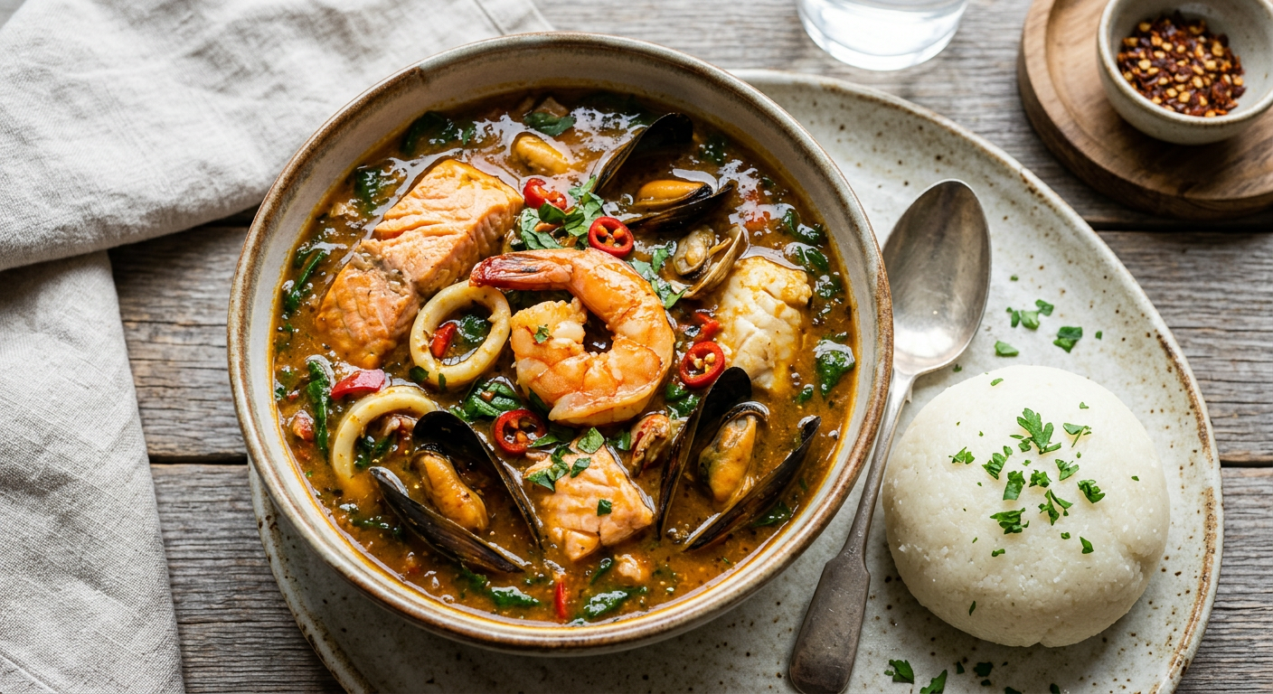 Seafood Ogbono Soup Recipe | Cooking with Robots